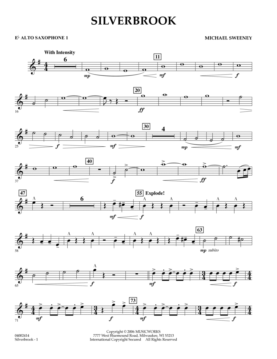 Silverbrook - Eb Alto Saxophone 1 Alto Saxophone scores gallery preview page 1