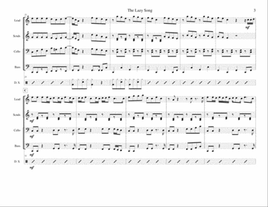 The Lazy Song The Lazy Song Percussion Ensemble scores gallery preview page 3