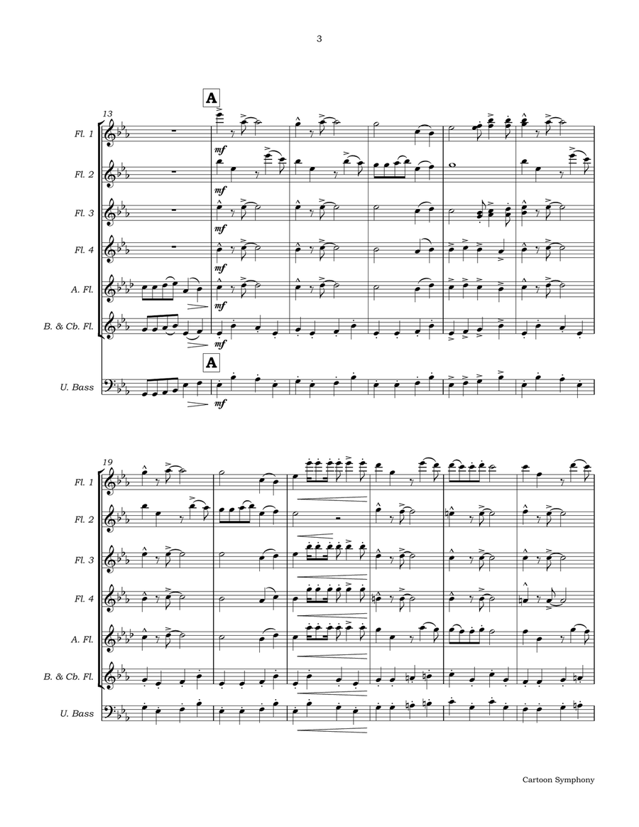 Classic Cartoon Symphony Flute Choir scores gallery preview page 6