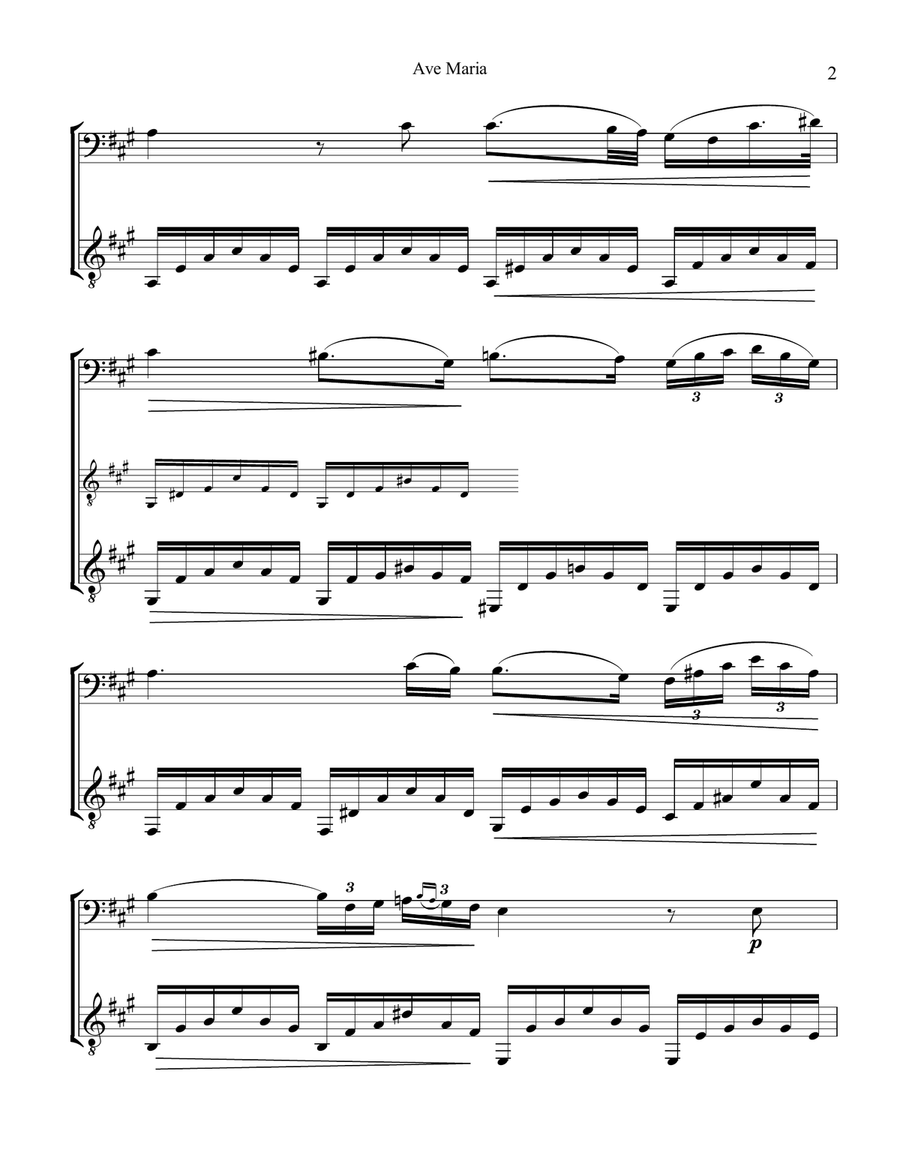 Ave Maria (Schubert) for cello and guitar String Duet scores gallery preview page 3
