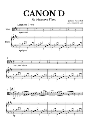 Book cover for Canon in D for Viola and Piano