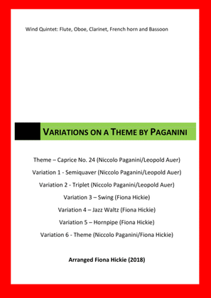 Book cover for Variations on a Theme by Paganini