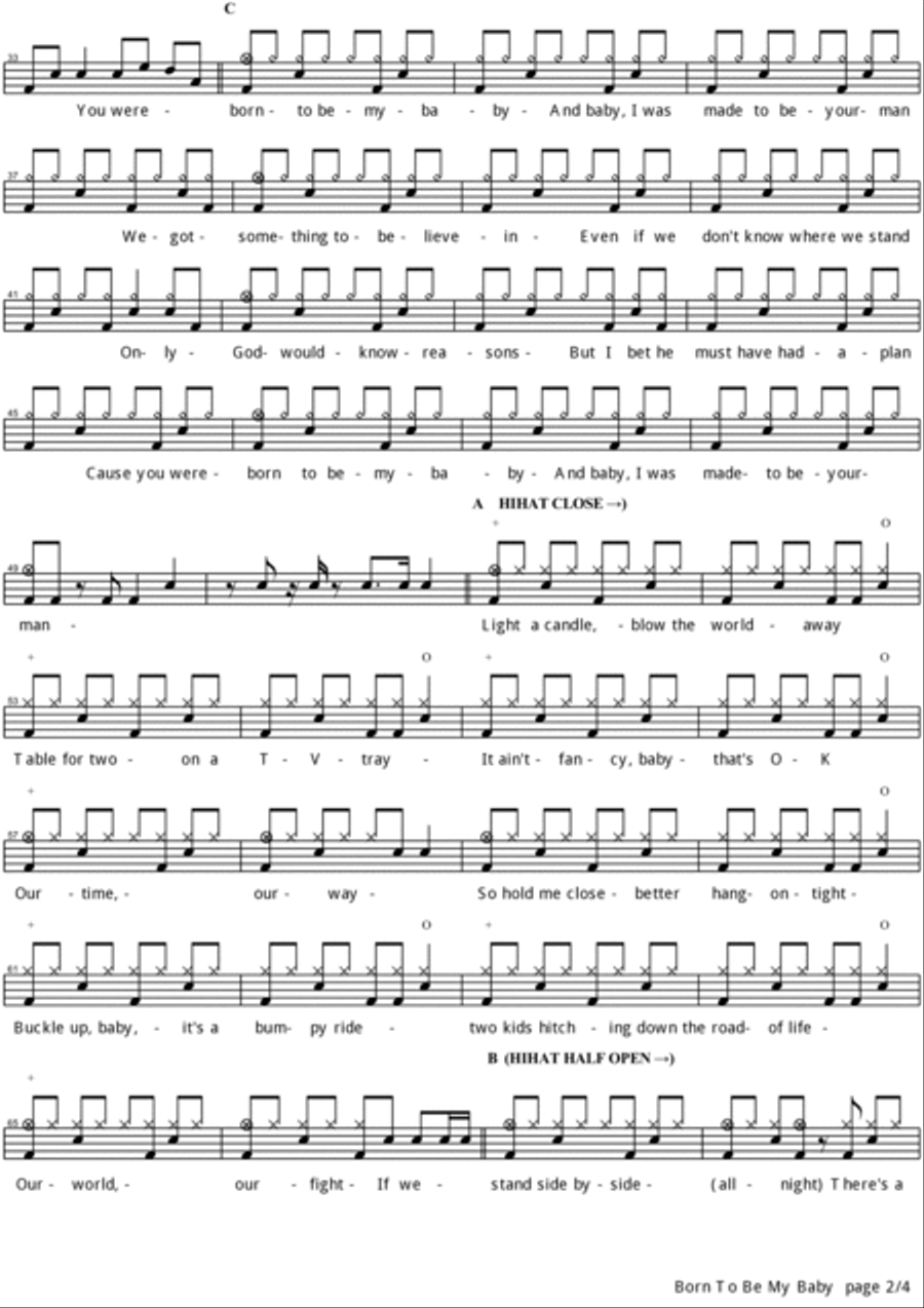 Born To Be My Baby Born To Be My Baby Drum Set scores gallery preview page 2