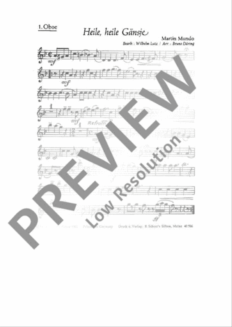 Heile, heile Gänsje Oboe scores gallery preview page 2