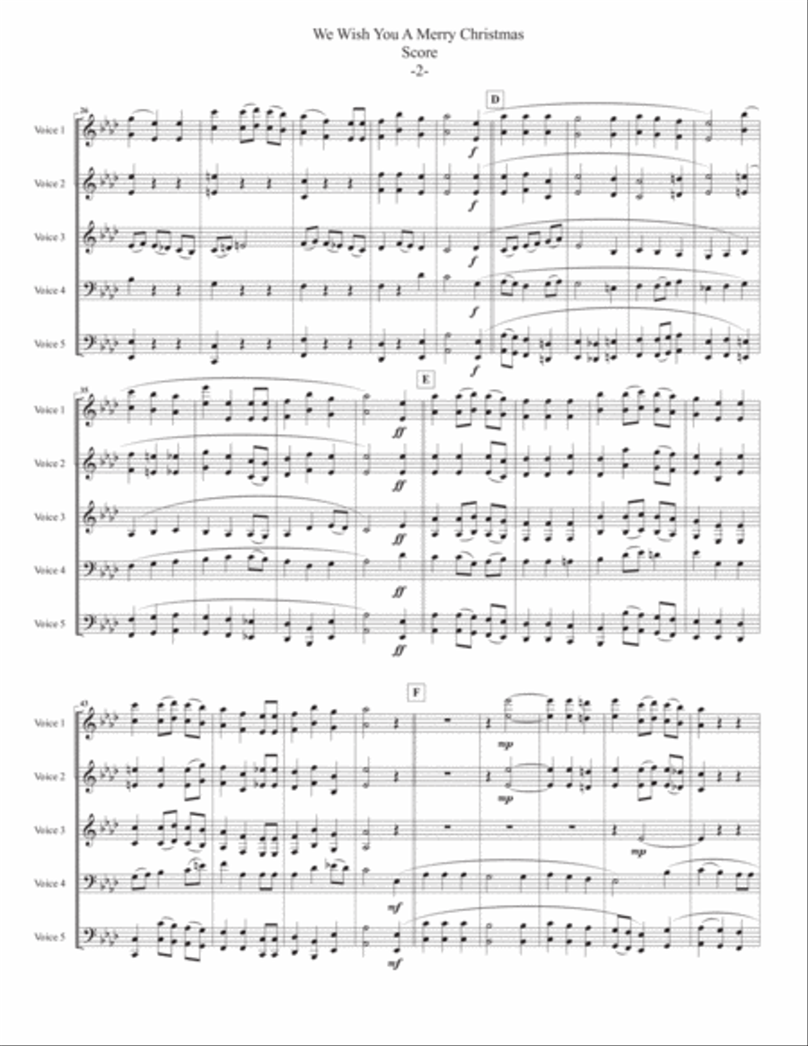 We Wish You A Merry Christmas for Brass or Woodwind Quintet or Mixed Ensemble Concert Band scores gallery preview page 3
