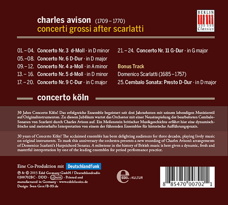 Charles Avison: Concertos after Scarlatti