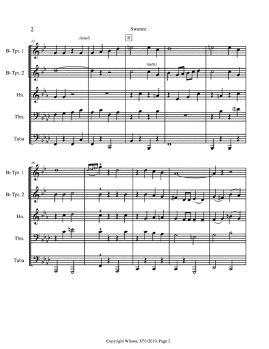 Swanee Brass Quintet scores gallery preview page 3
