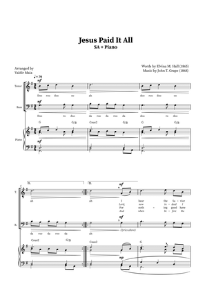 Jesus Paid It All - Tenor and Bass Duet or Choir (Piano Accompaniment + Chords)