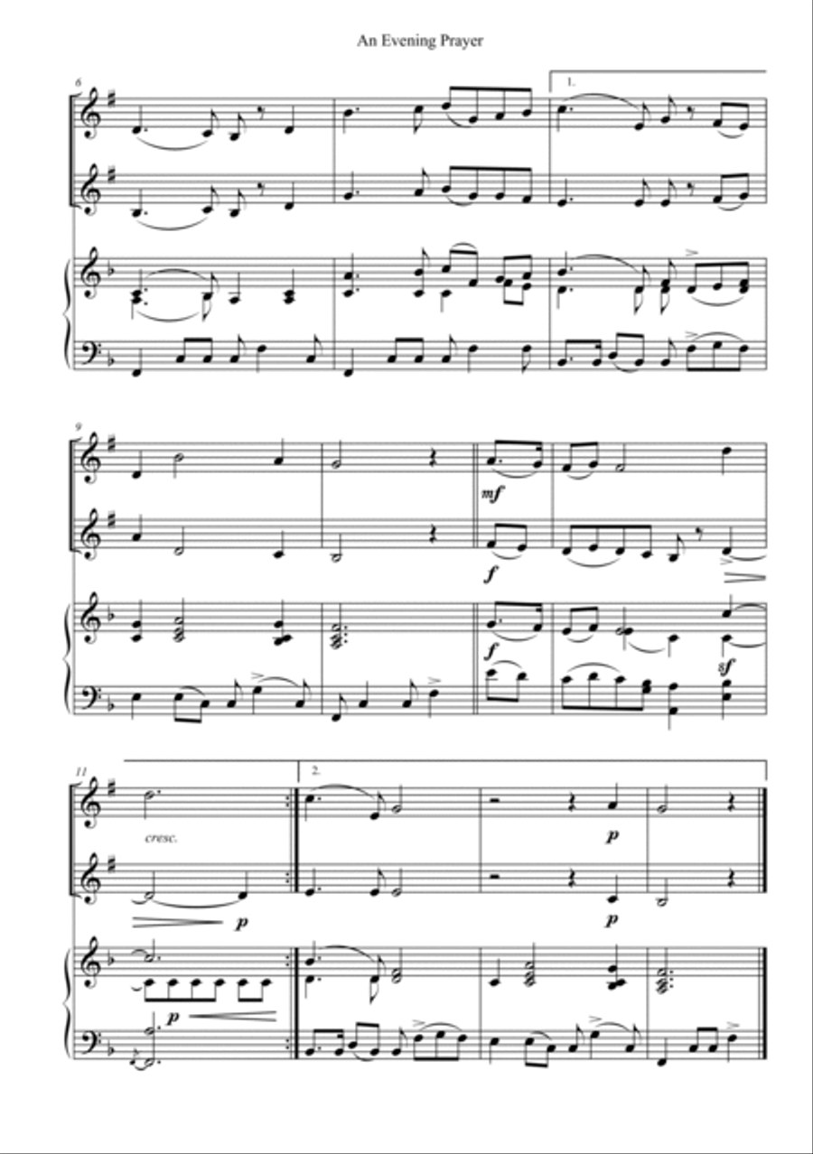 An Evening Prayer Trumpet Duet scores gallery preview page 2