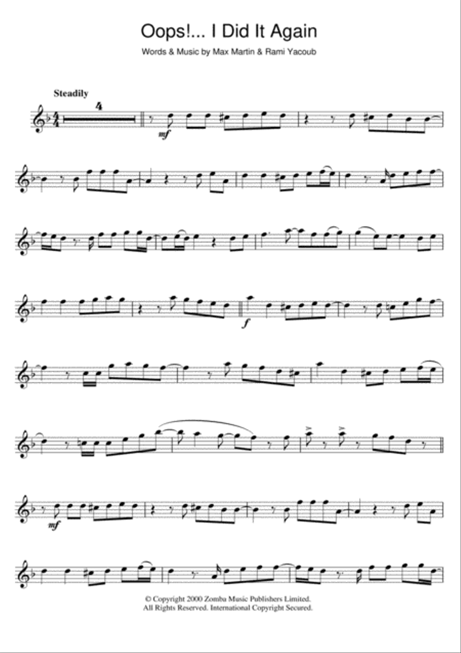 Oops! I Did It Again Oops! I Did It Again Flute Solo scores gallery preview page 1