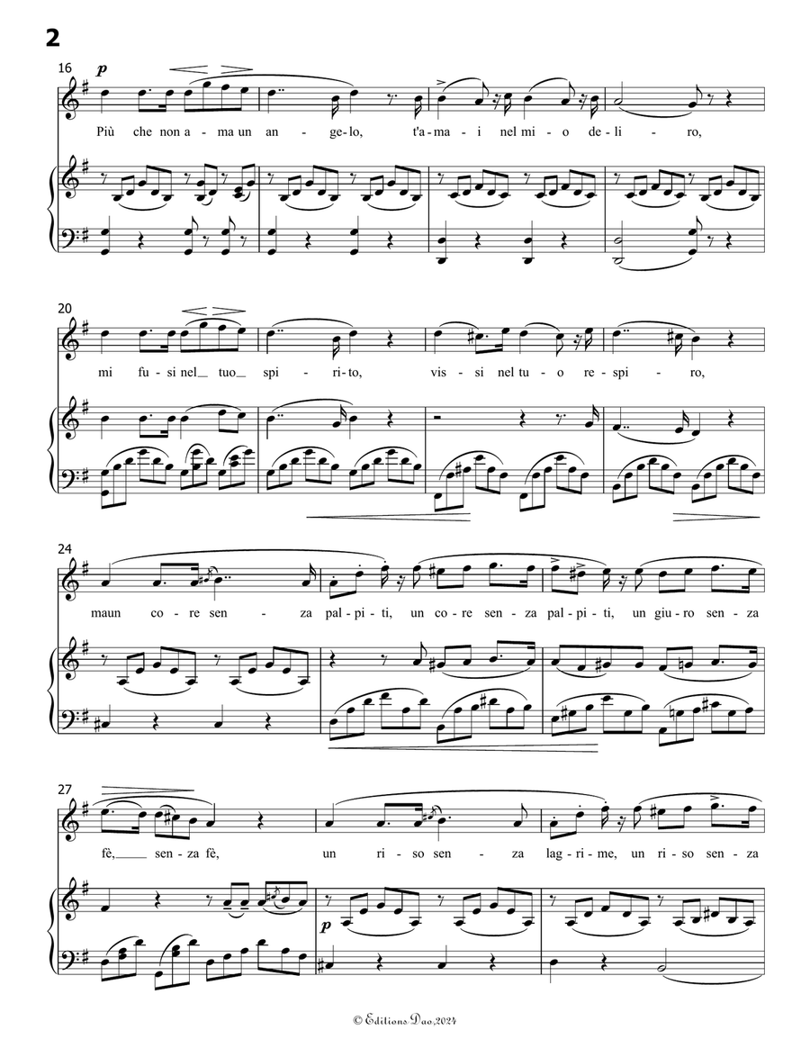 L'amor funesto, by Donizetti, in G Major Piano, Vocal scores gallery preview page 4