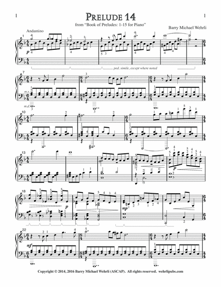 Prelude 14 from "Book of Preludes: 1-15 for Piano" image number null