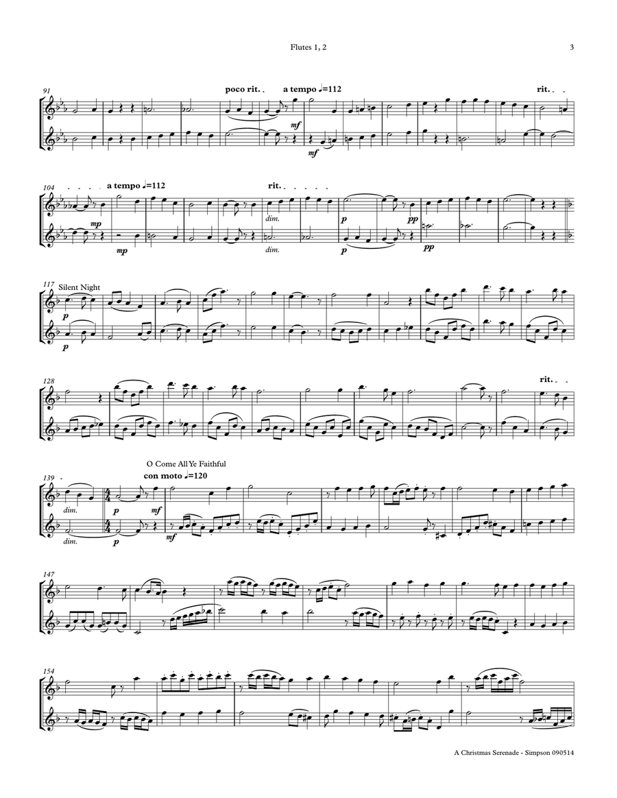 Christmas Serenade for Two Flutes (A Christmas medley of songs) Flute Duet scores gallery preview page 3