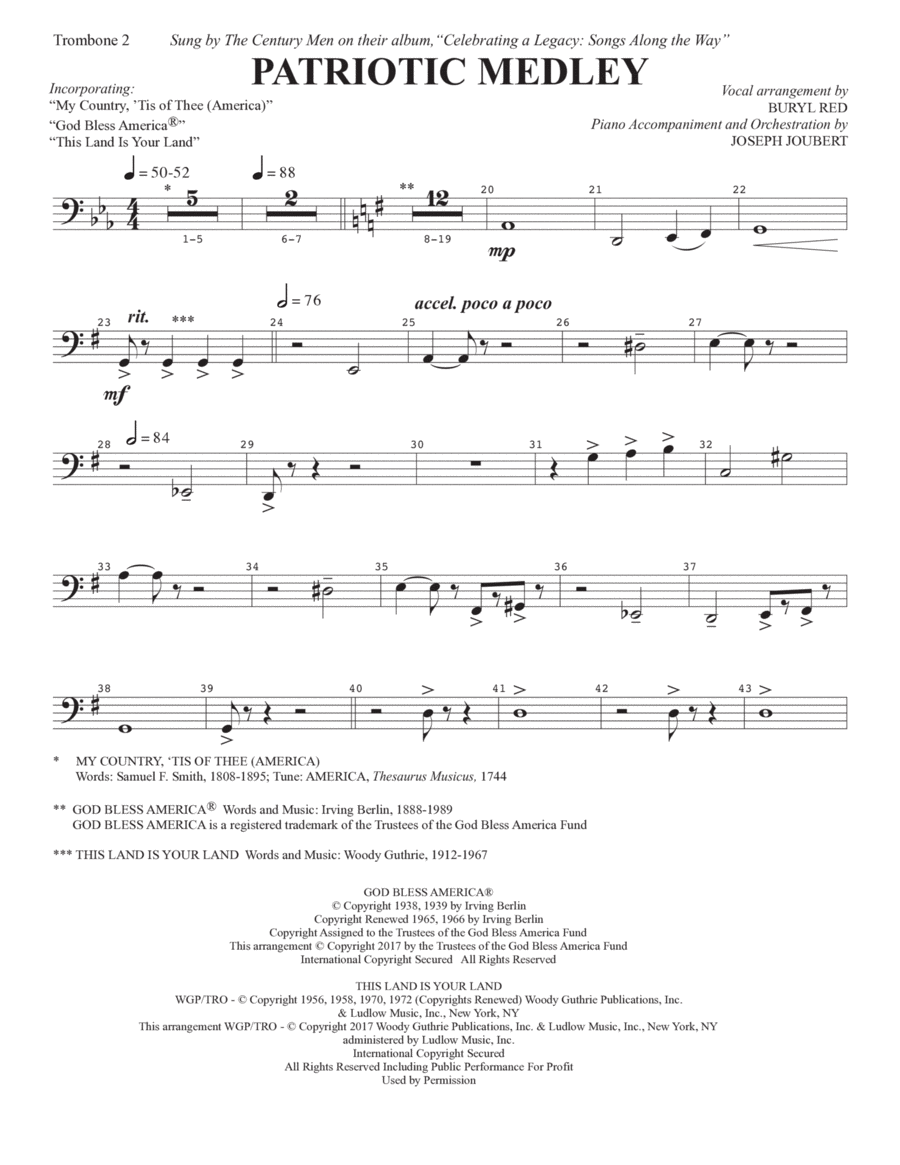 Patriotic Medley - Trombone 2 Choir scores gallery preview page 1
