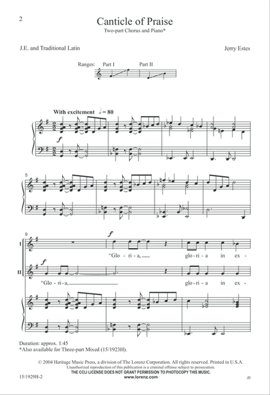 Canticle of Praise 2-Part scores gallery preview page 2