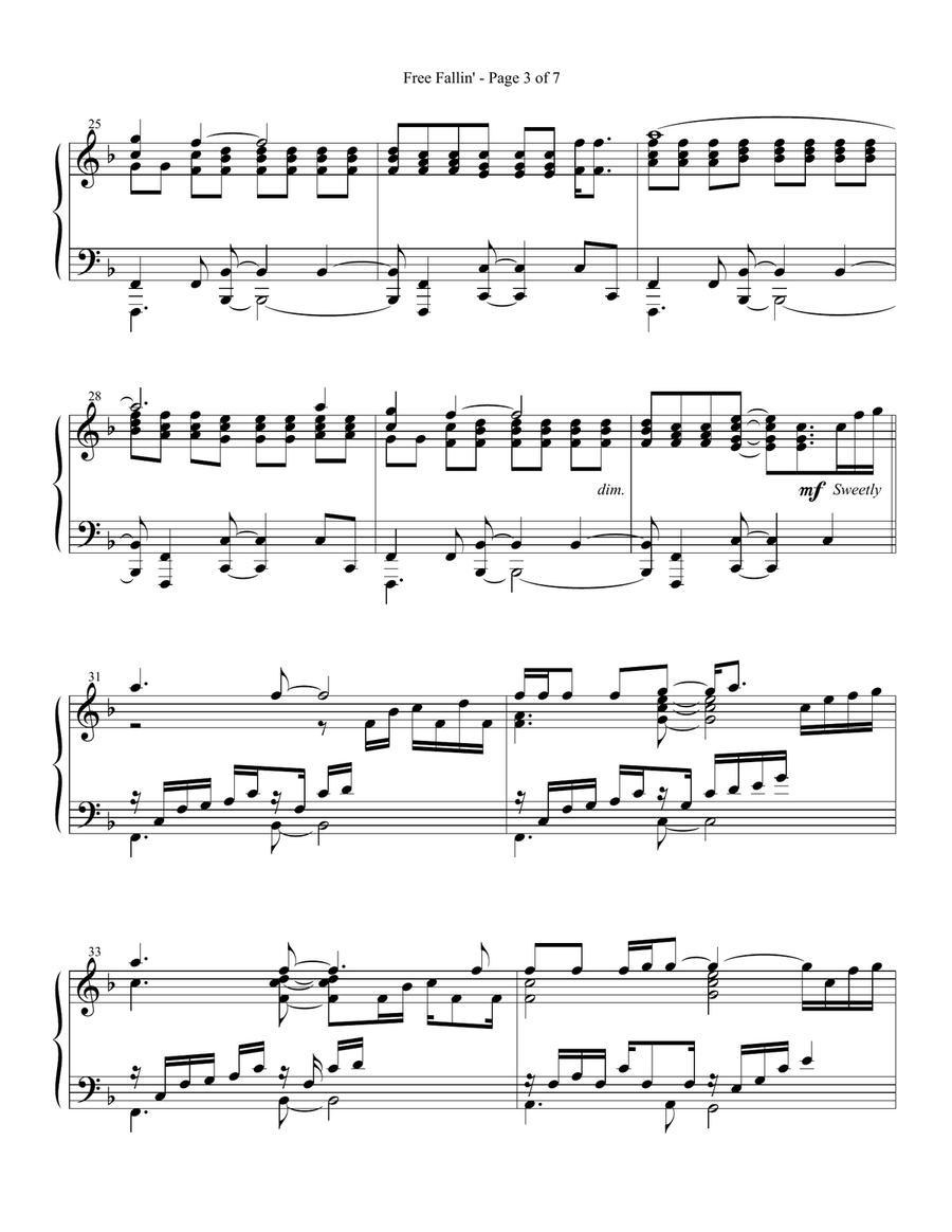 Free Fallin' Piano Solo scores gallery preview page 3