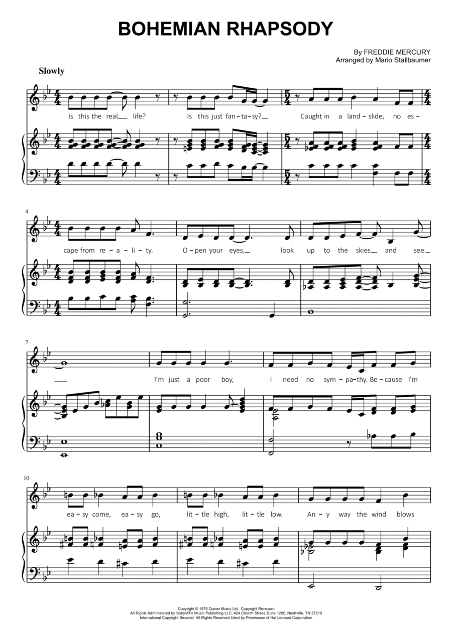 Bohemian Rhapsody A Cappella scores gallery preview page 1