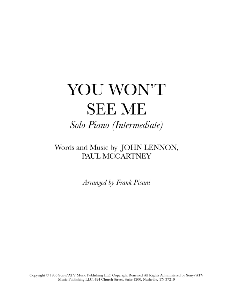 You Won't See Me Voice scores gallery preview page 1