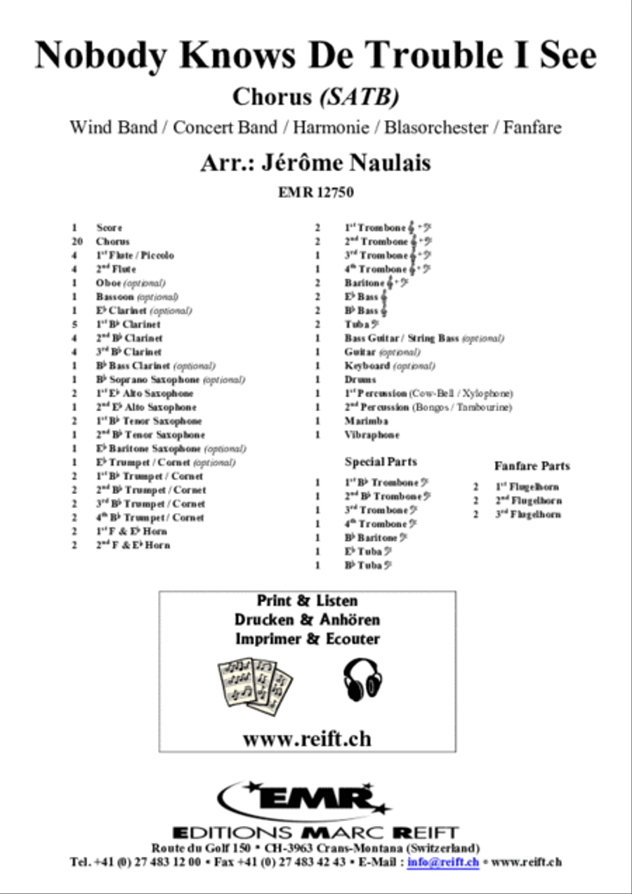 Nobody Knows De Trouble I See 4-Part scores gallery preview page 2