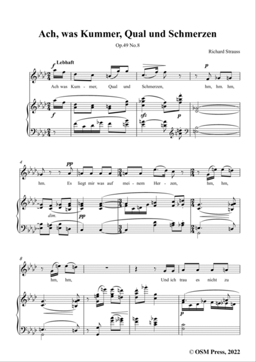 Richard Strauss-Ach,was Kummer,Qual und Schmerzen,in f minor Voice scores gallery preview page 3
