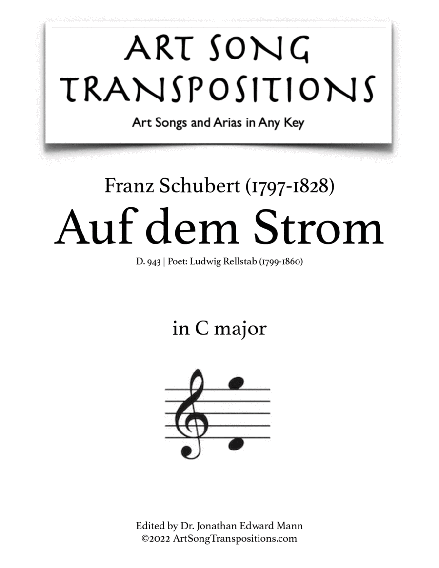 SCHUBERT: Auf dem Strom, D. 943 (transposed to C major) Voice scores gallery preview page 1