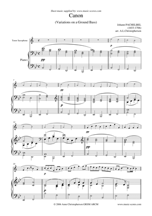 Book cover for Pachelbel's Canon - Tenor Sax and Piano