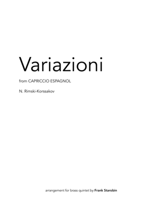 Book cover for Variazioni from Capriccio Espagnol for Brass Quintet