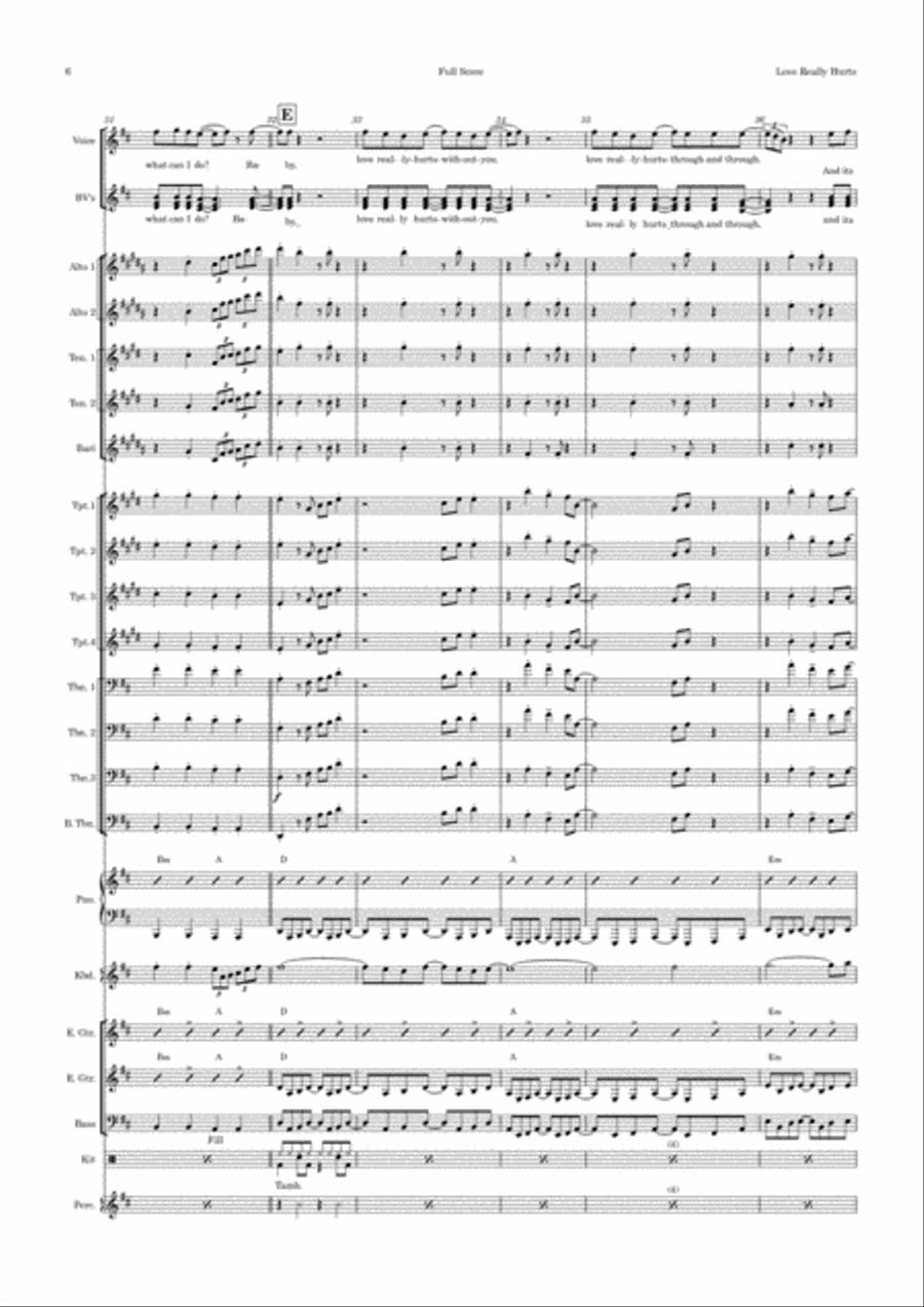 Love Really Hurts Without You Choir scores gallery preview page 6