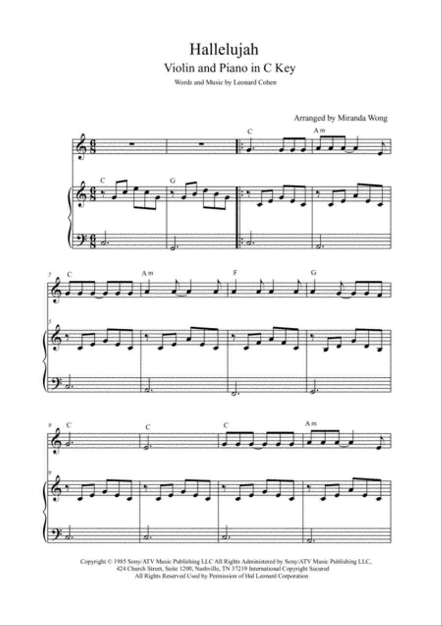 Hallelujah Hallelujah Piano Trio scores gallery preview page 2