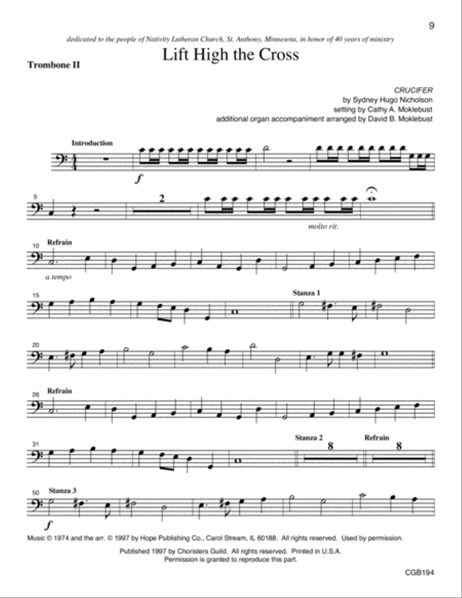 Lift High the Cross with Brass Parts Full Score Handbell Choir scores gallery preview page 5
