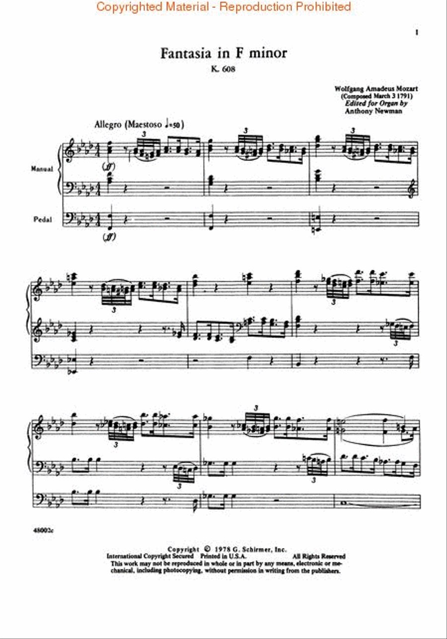 Fantasia in F Minor, K.608 (Great Performer's Edition) Organ scores gallery preview page 2