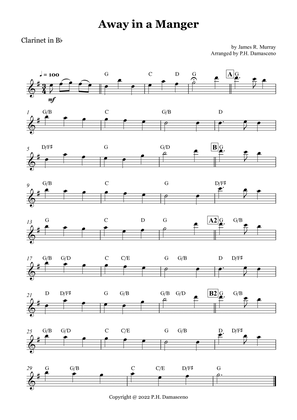 Away in a Manger - Clarinet in Bb Solo with Chords