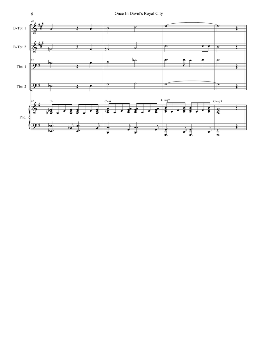 Once In Royal David's City (Brass Quartet and Piano - Alternate Version) Brass Quartet scores gallery preview page 6