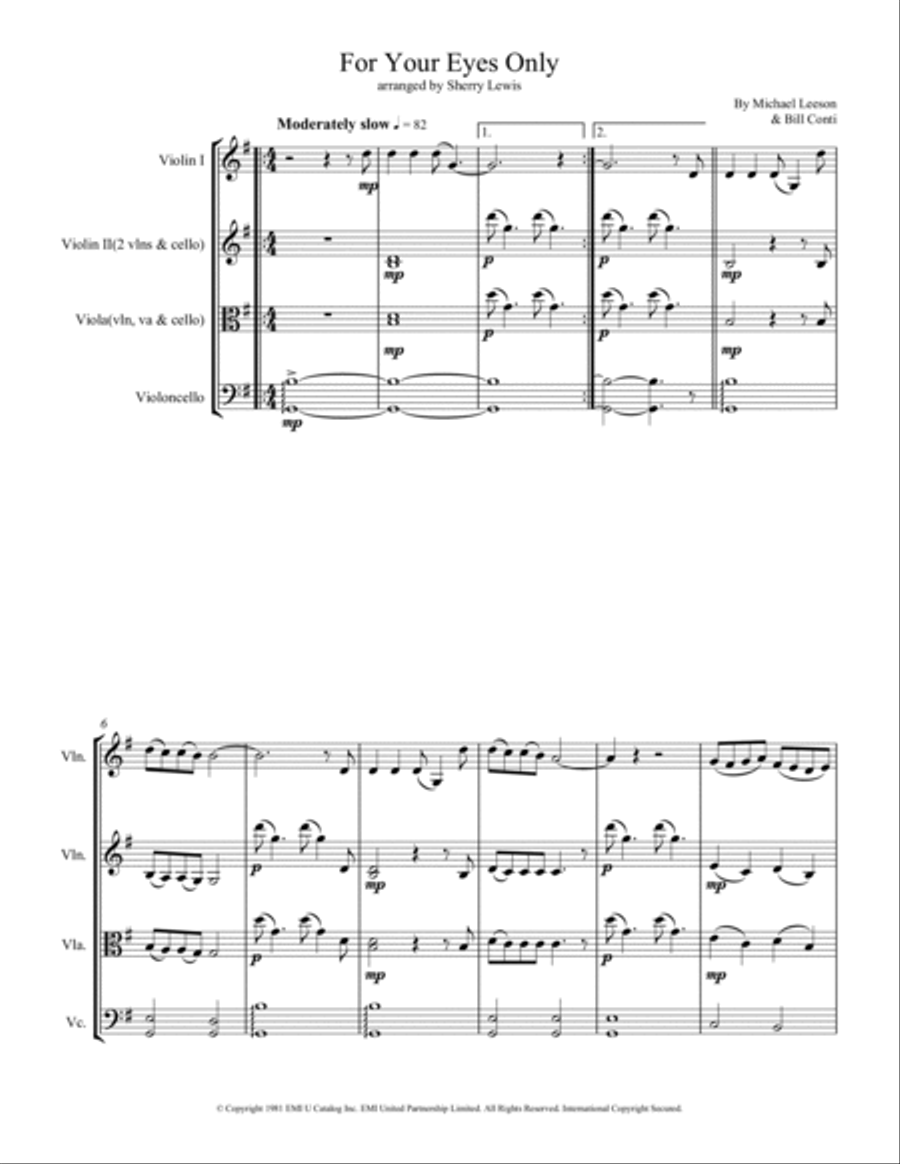 For Your Eyes Only String Trio scores gallery preview page 2