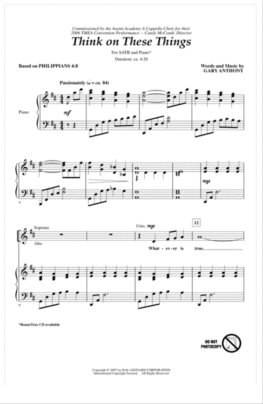 Think On These Things Think On These Things 4-Part scores gallery preview page 1