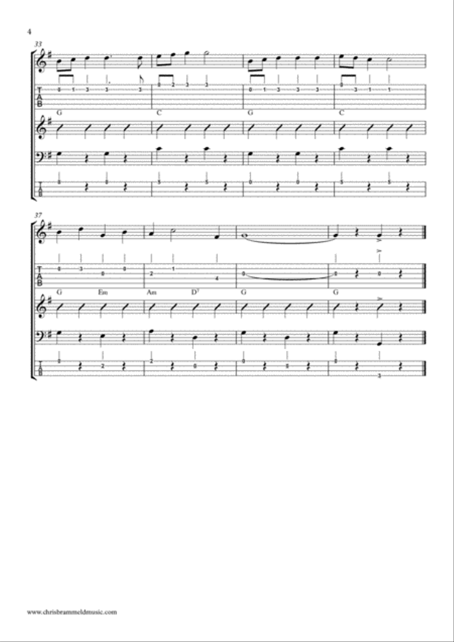 Santa Claus Is Comin' To Town Guitar Tablature scores gallery preview page 4