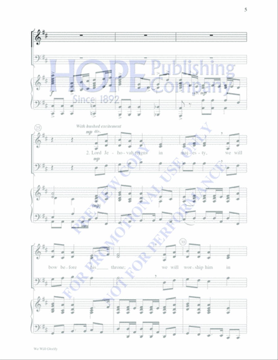 We Will Glorify 4-Part scores gallery preview page 5