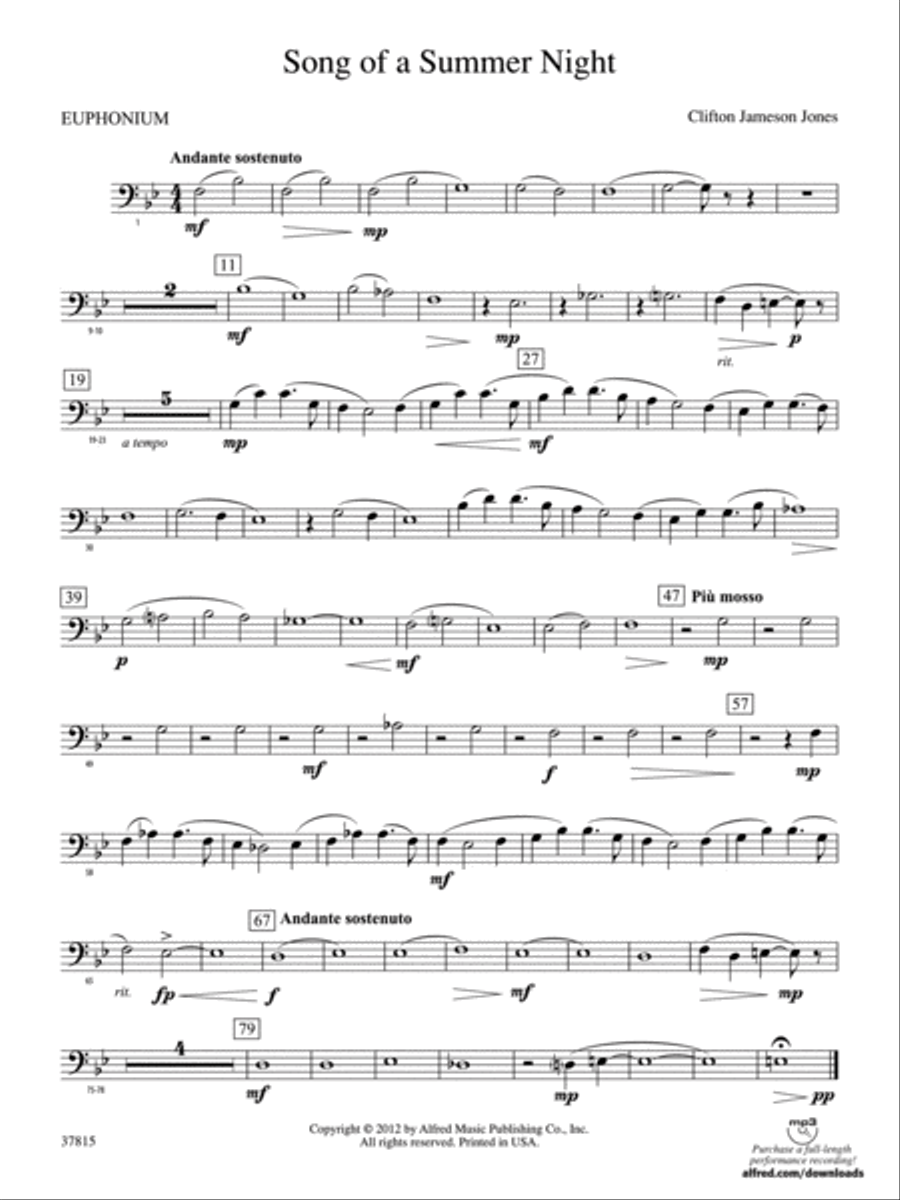 Song of a Summer Night: Baritone B.C. Concert Band scores gallery preview page 1