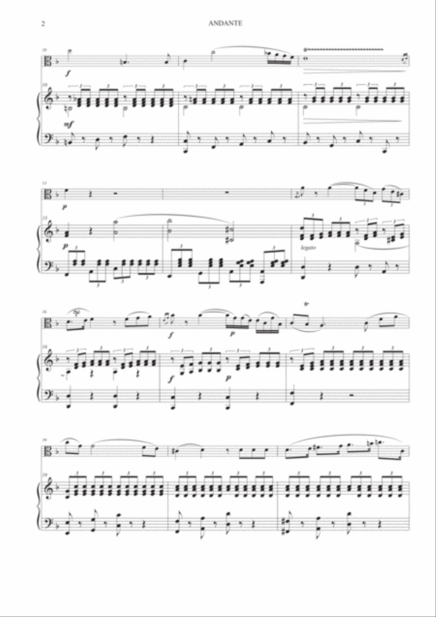 Andante from Concerto No. 21 for Viola and Piano Piano scores gallery preview page 3
