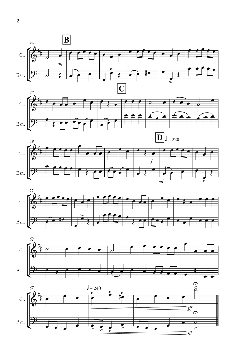 We Wish You a Merry Christmas for Clarinet and Bassoon Duet Woodwind Duet scores gallery preview page 2