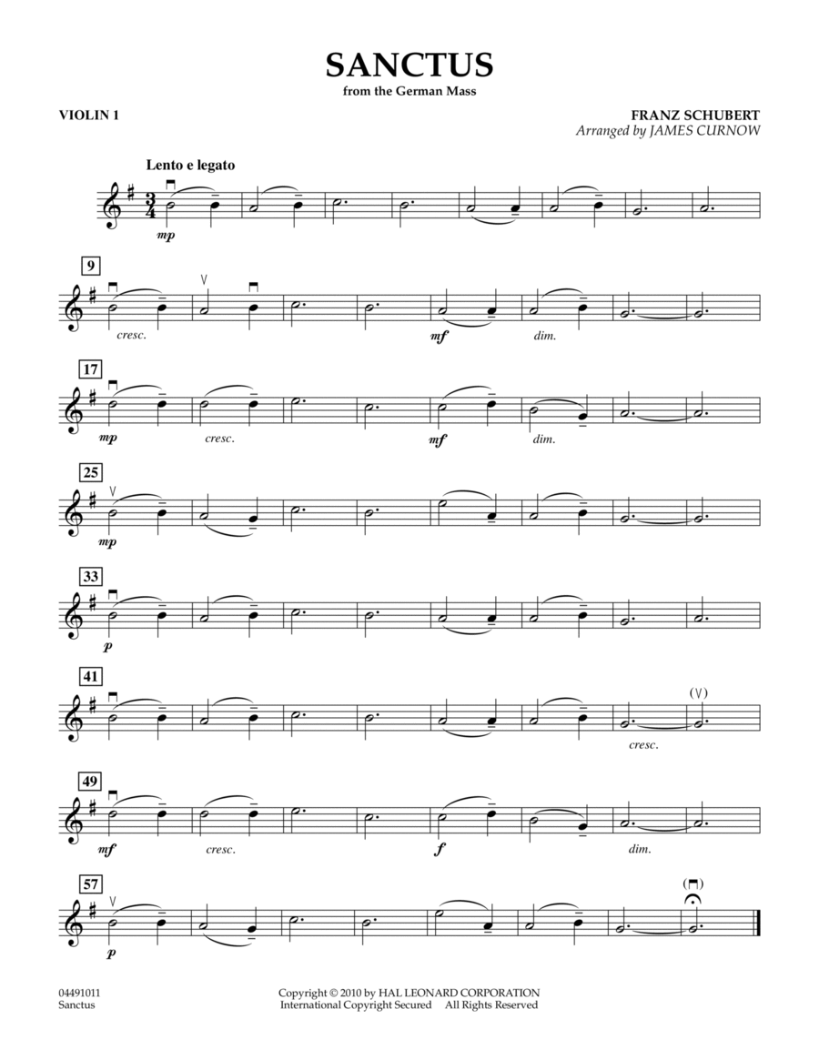 Sanctus (from German Mass) - Violin 1 Violin scores gallery preview page 1