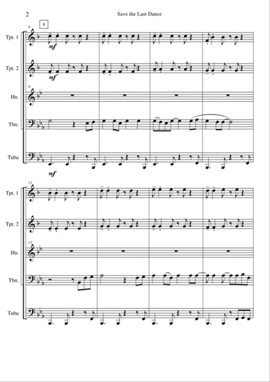 Save The Last Dance For Me Brass Quintet scores gallery preview page 3