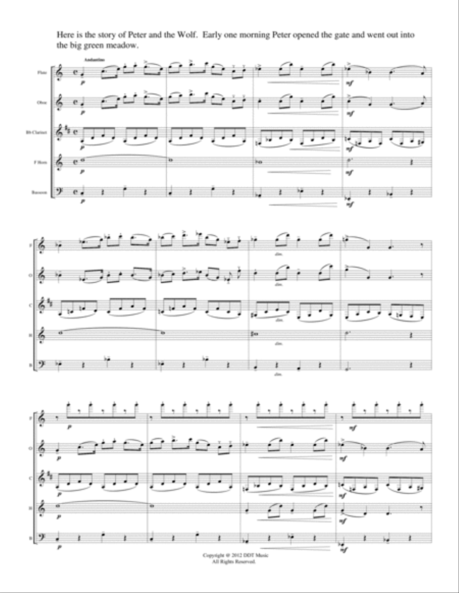 Peter and the wolf woodwind outlet quintet