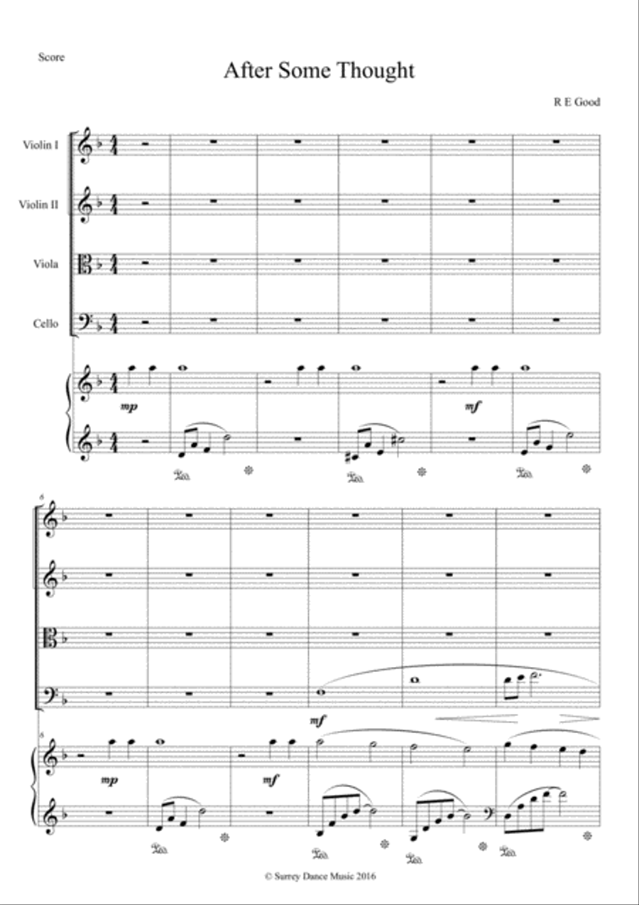 After Some Thought (incidental music from Al Hayba) Piano Quintet scores gallery preview page 1