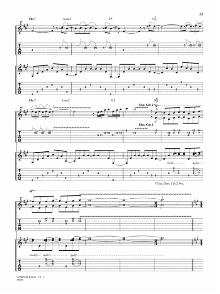 Cemetery Gates Guitar Tablature scores gallery preview page 4
