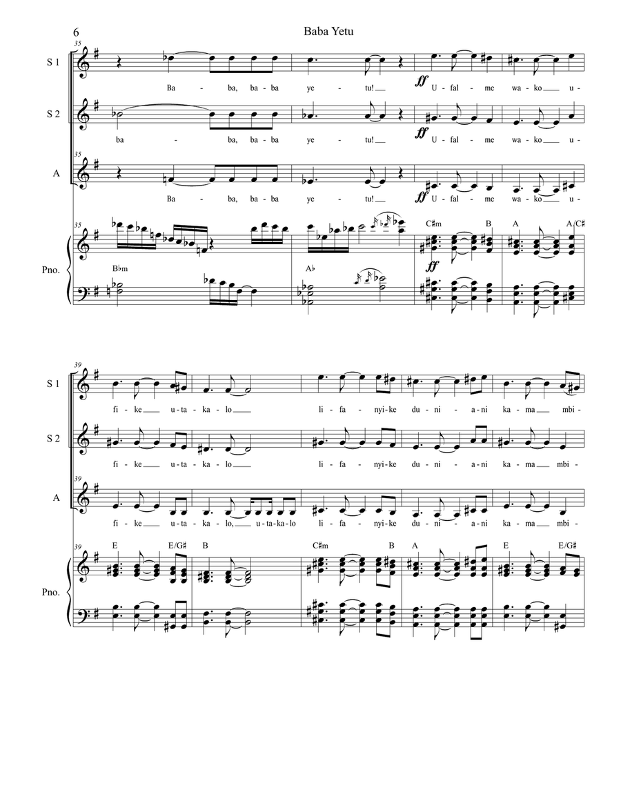 Baba Yetu SSA scores gallery preview page 6