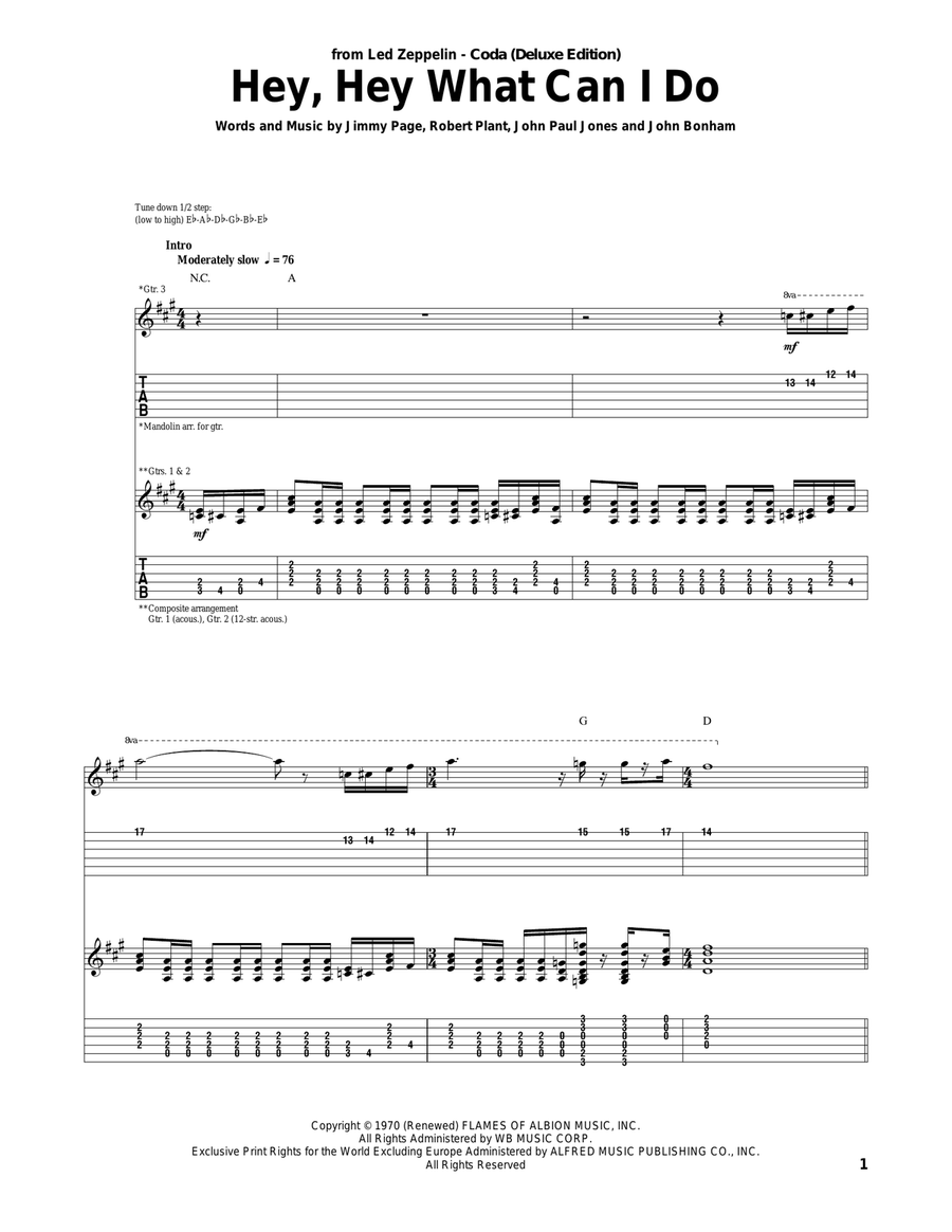 Hey, Hey What Can I Do Acoustic Guitar scores gallery preview page 1