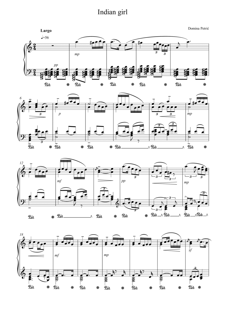 Indian Girl Indian Girl Piano Solo scores gallery preview page 1