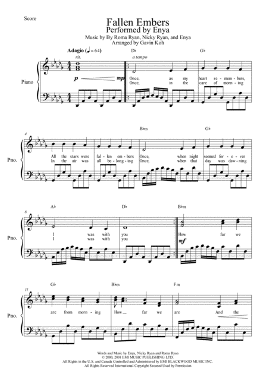 Fallen Embers Voice scores gallery preview page 1