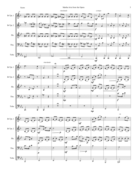 "Martha" Aria Arranged for Brass Quintet image number null